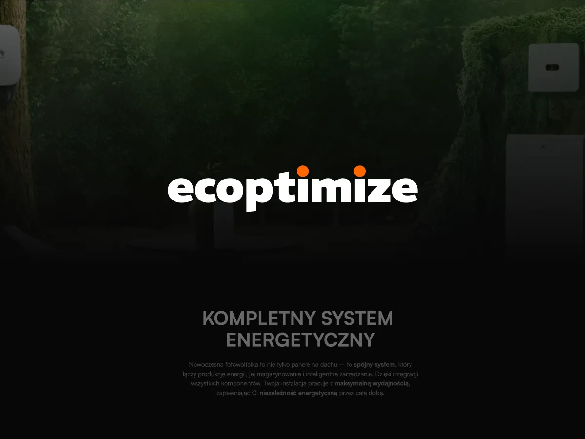 Ecoptimize — logo i landing page firmy fotowoltaicznej