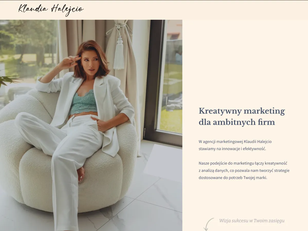 Klaudia Halejcio — strona internetowa agencji marketingowej
